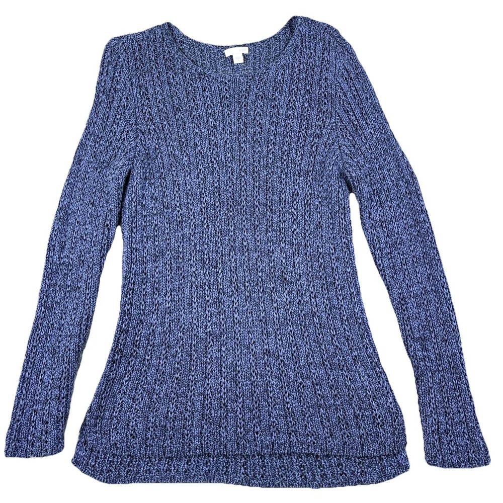 J Jill Sweater Womens Blue Small Open Knit Pullover Lightweight Boho Coastal - Picture 1 of 10